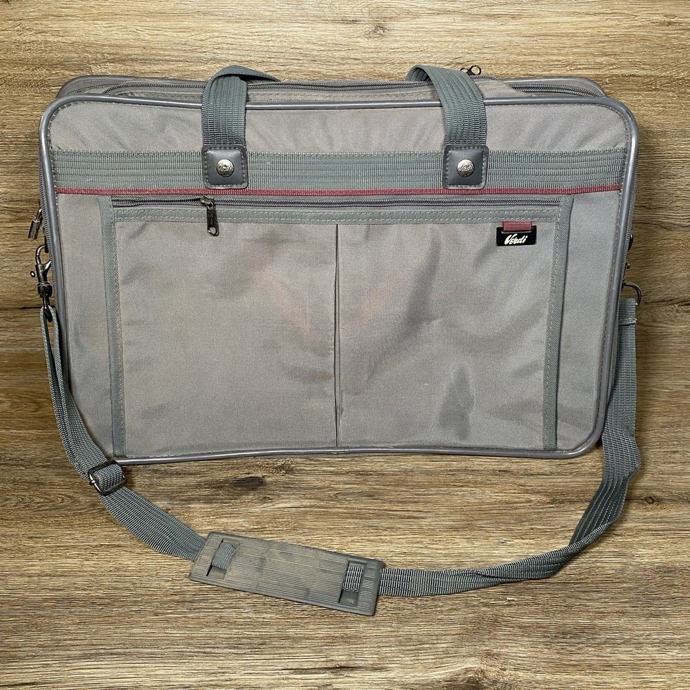 Vintage Verdi Multi Pocket Carry On Luggage Bag Gray Laptop Messenger Briefcase